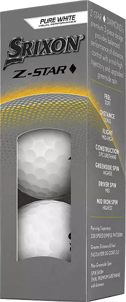 Srixon 2025 Z-Star Diamond 3 Pure White Golf Balls