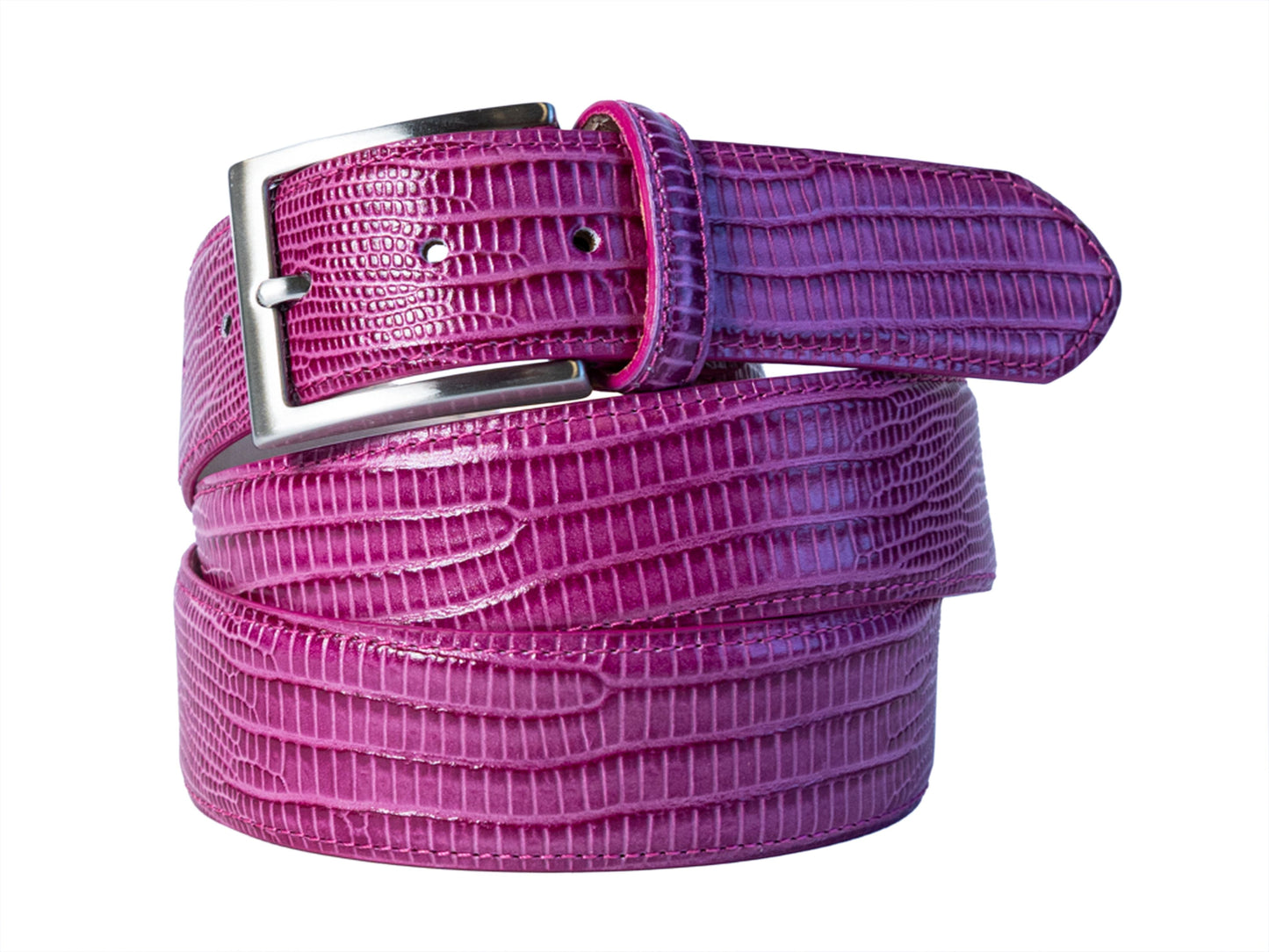 Calf Skin Lizard Embossed Belt Lavender - The Golf Guys Online