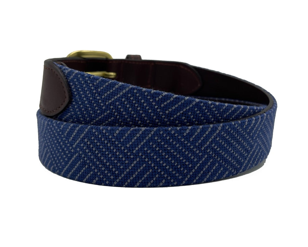 Needlepoint Texture Basketweave Steel Grey and Navy Blue - The Golf Guys Online