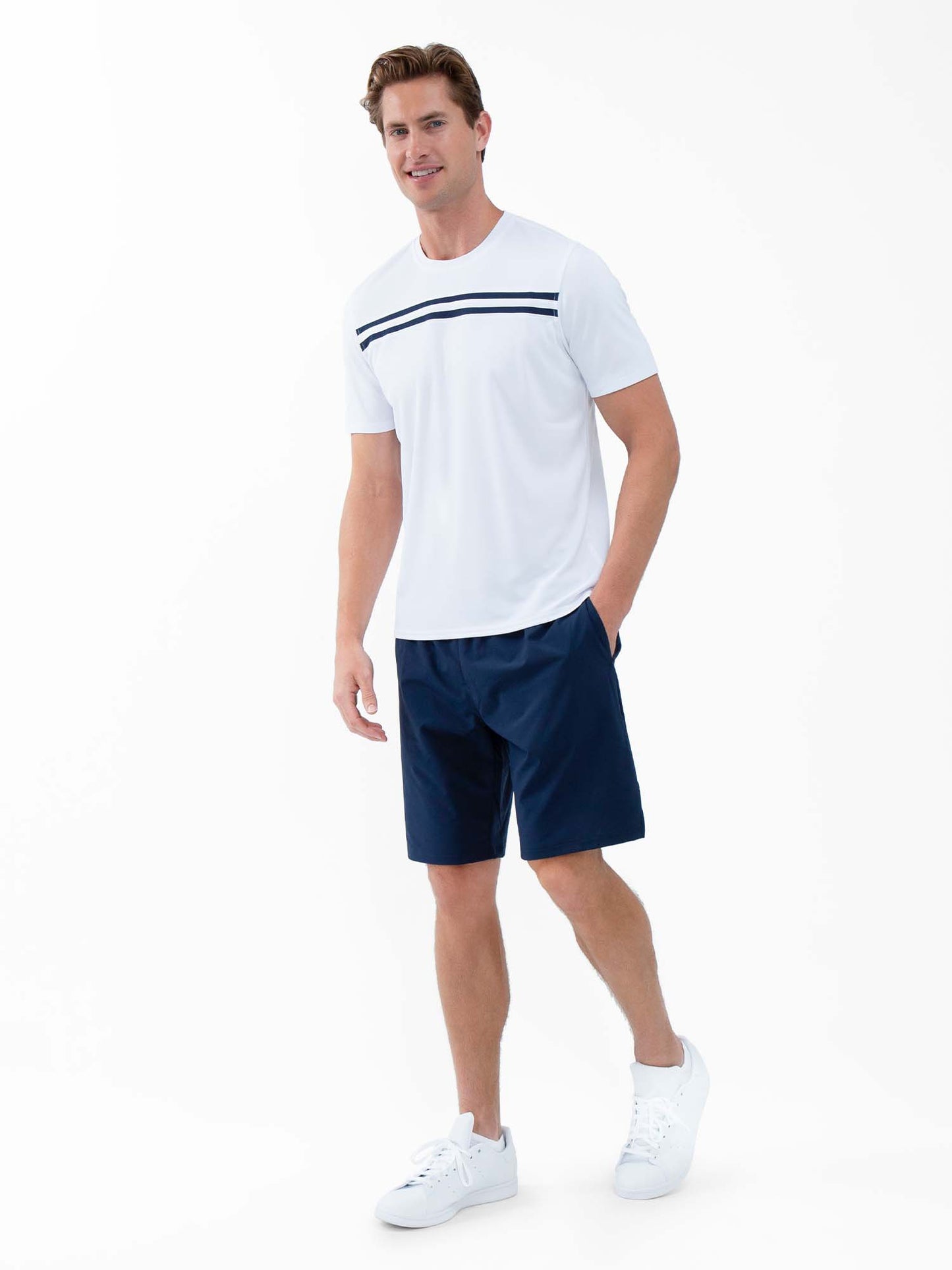 Performance Men's Tournament Short Sleeve Crew Neck - White/Midnight - The Golf Guys Online