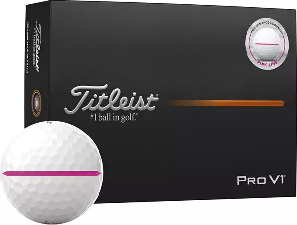 Titleist Pro V1 2025 Performance Align Pink Line, Dozen Golf Balls