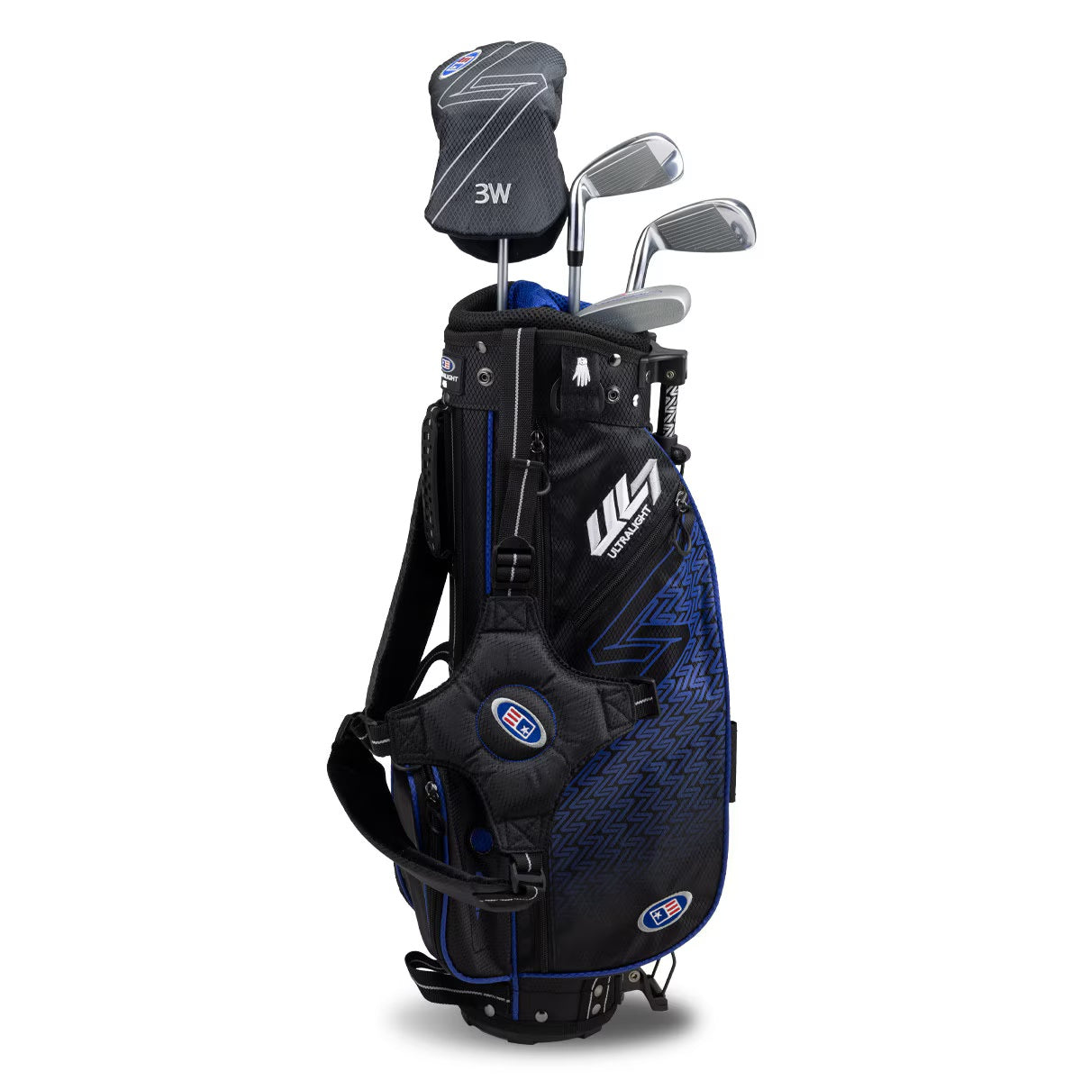 U.S. Kids Golf UL-7 4 Club Stand Set (Approx Age 6, Height 45"-48") Black/Blue Bag - The Golf Guys Online