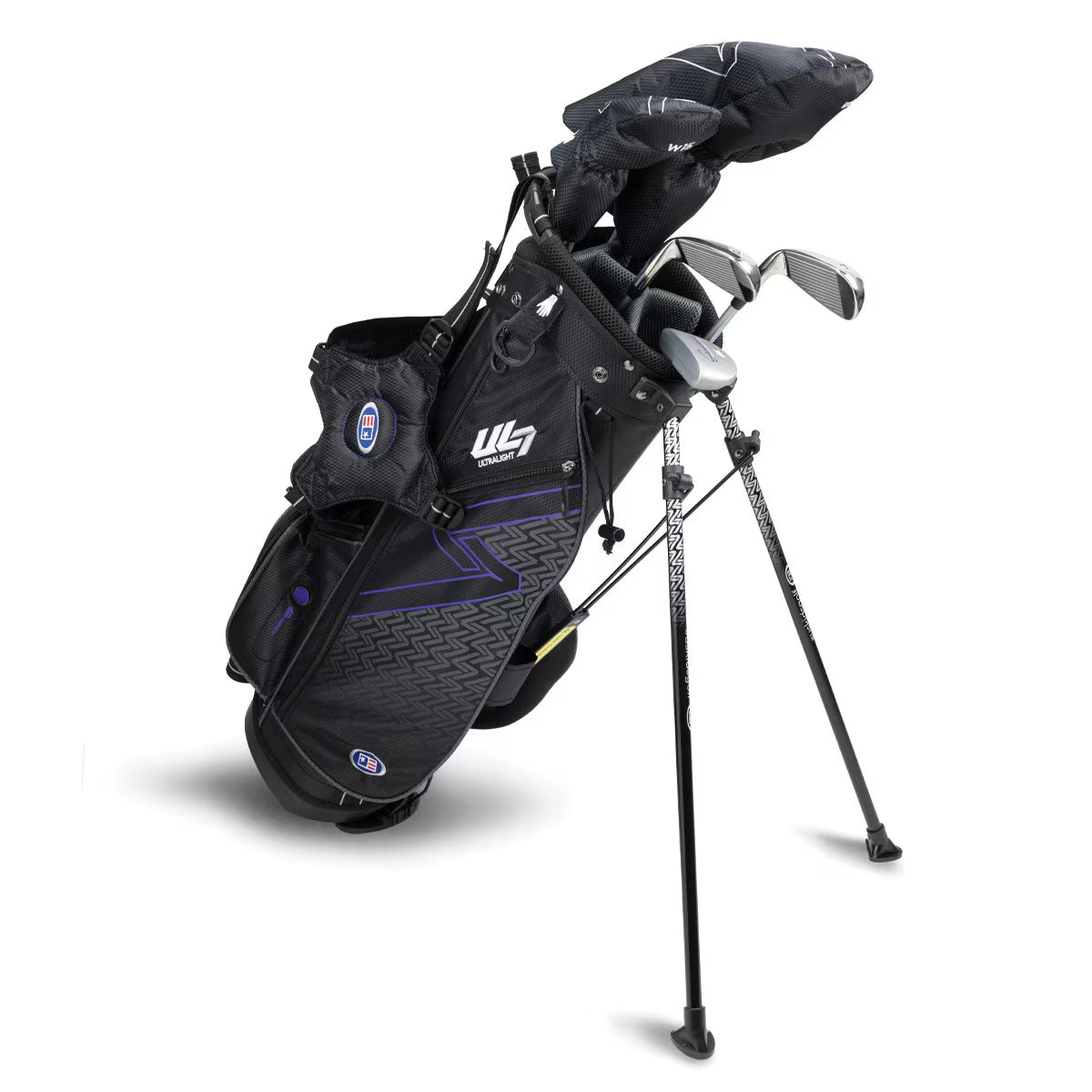 U.S. Kids Golf UL-7 5 Club Stand Set (Approx Age 9, Height 54"-57") Black/Purple Bag - The Golf Guys Online