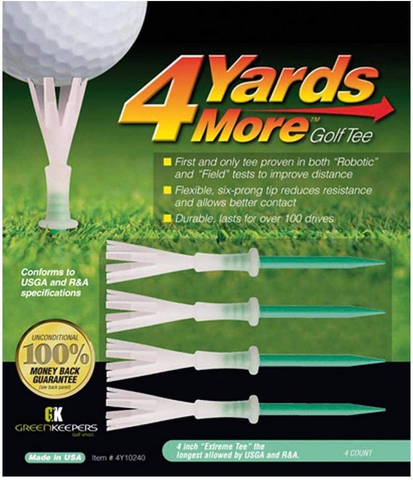 4 Yards More 4" - 4 Count Green Tees - The Golf Guys Online