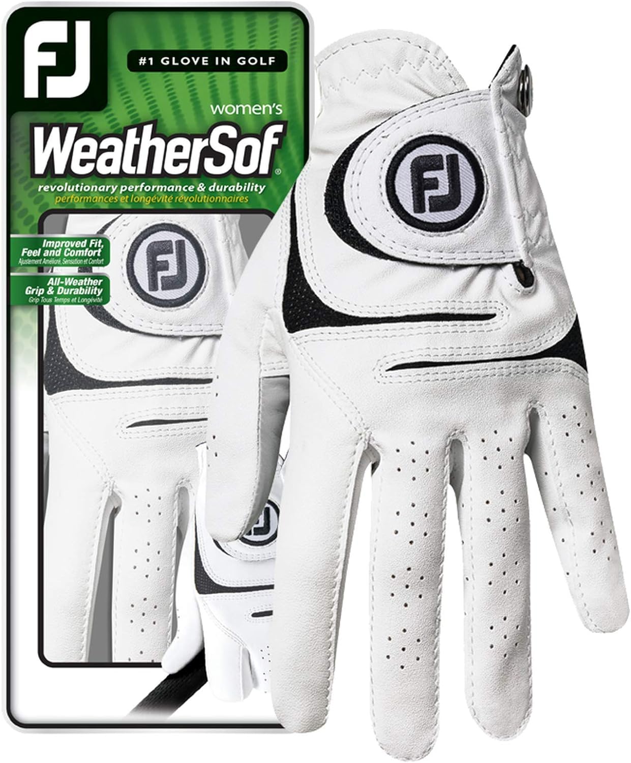 FootJoy WeatherSof Women's Glove 2023 (Prior Gen) White/Black - The Golf Guys Online