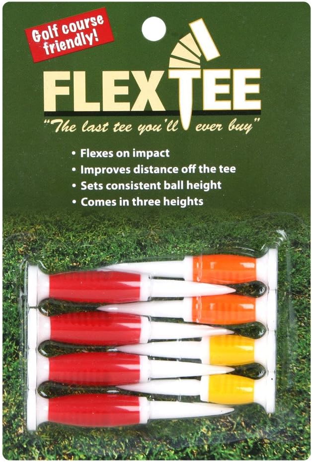 FlexTee Three Specific Tee Heights - 8 Count Red/Orange/Yellow Tees - The Golf Guys Online
