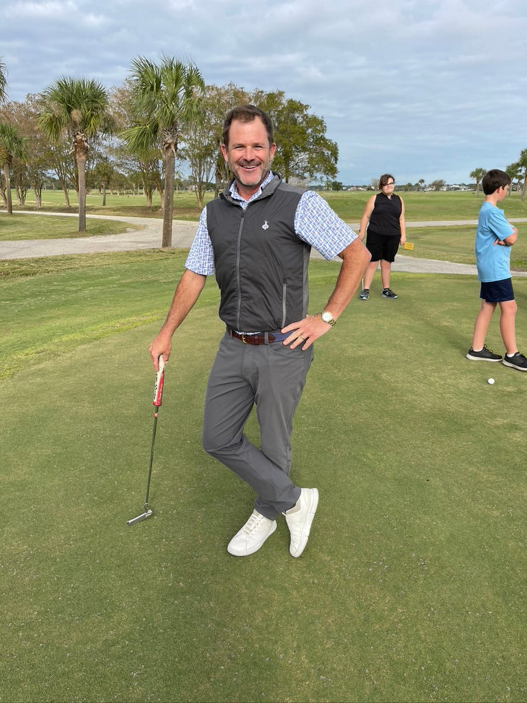 Needlepoint Texture Basketweave Steel Grey and Navy Blue - The Golf Guys Online