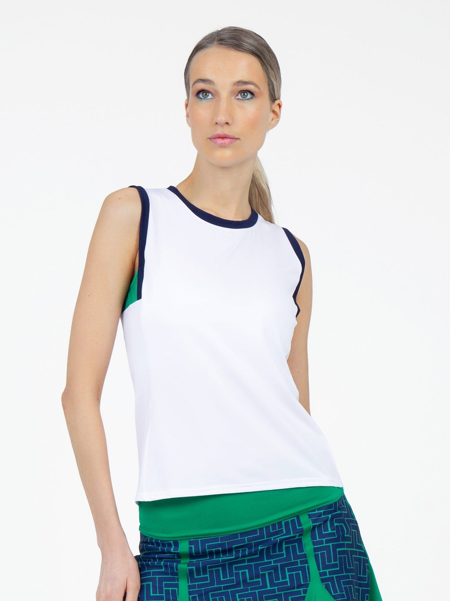 Harper Performance Tank - White/Ivy Combo - The Golf Guys Online