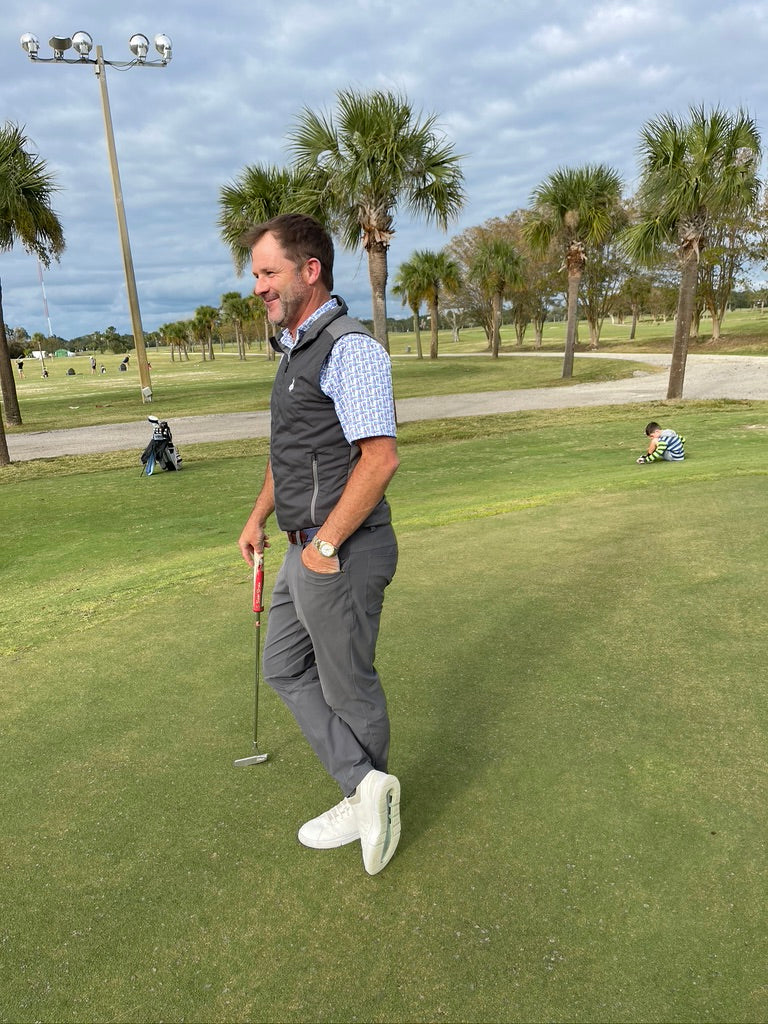 Needlepoint Texture Basketweave Steel Grey and Navy Blue - The Golf Guys Online