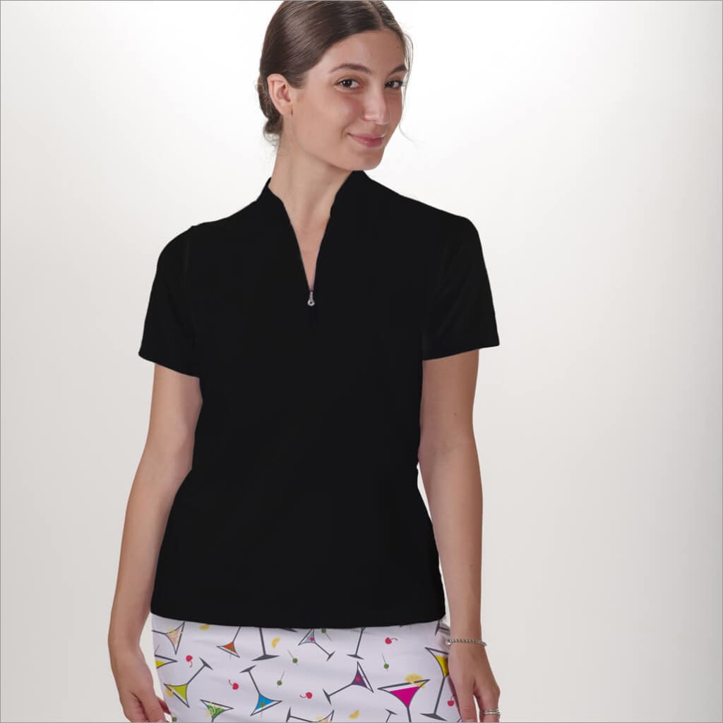 BLACK POLO QUARTER ZIP TOP - The Golf Guys Online