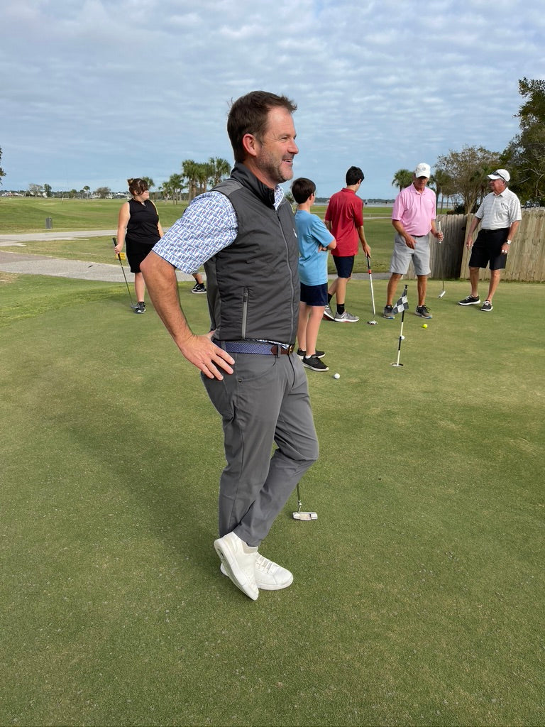 Needlepoint Texture Basketweave Steel Grey and Navy Blue - The Golf Guys Online