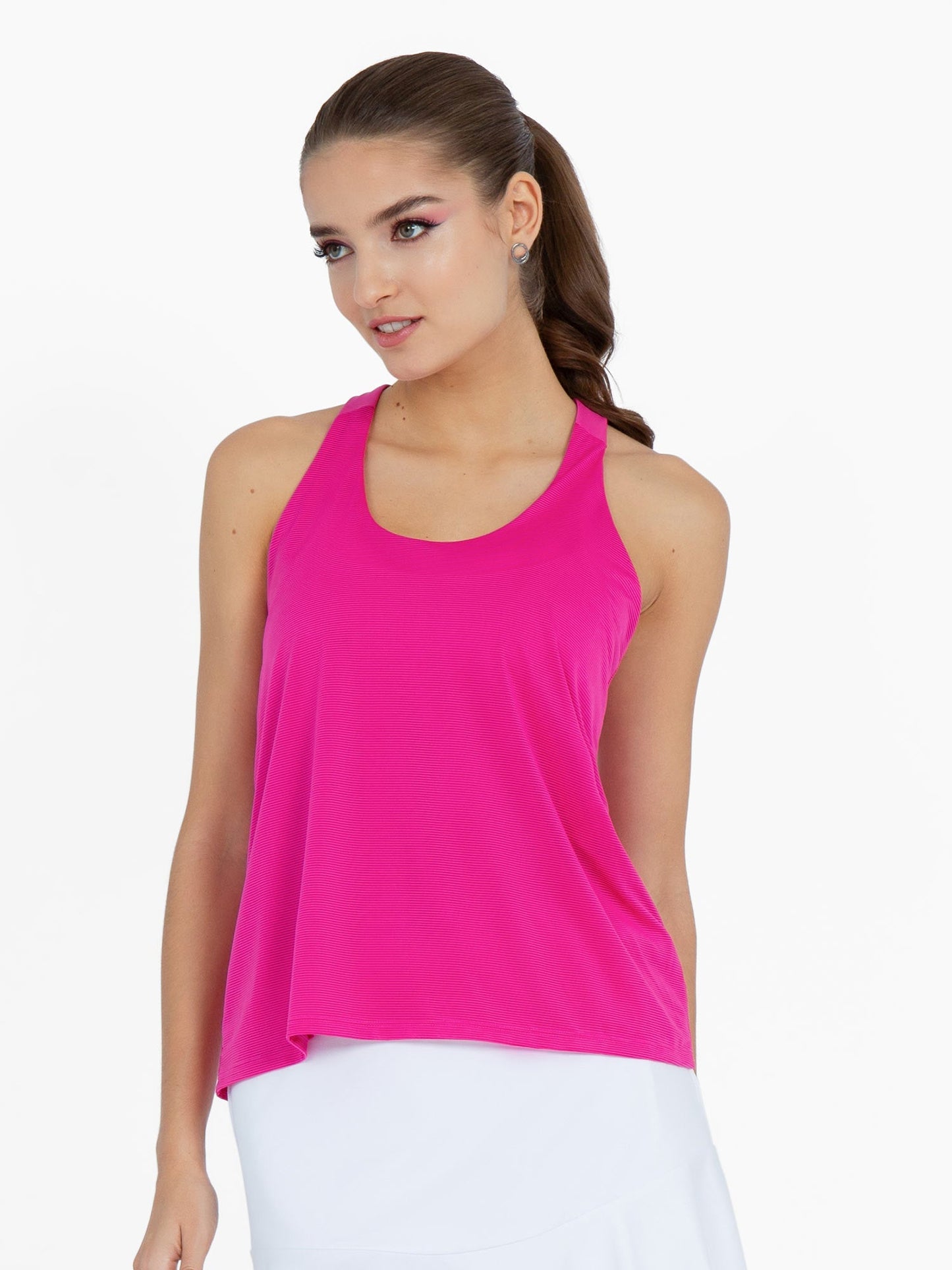Double-Layered "T" Racer Back Camila Tank - Raspberry Pink - The Golf Guys Online