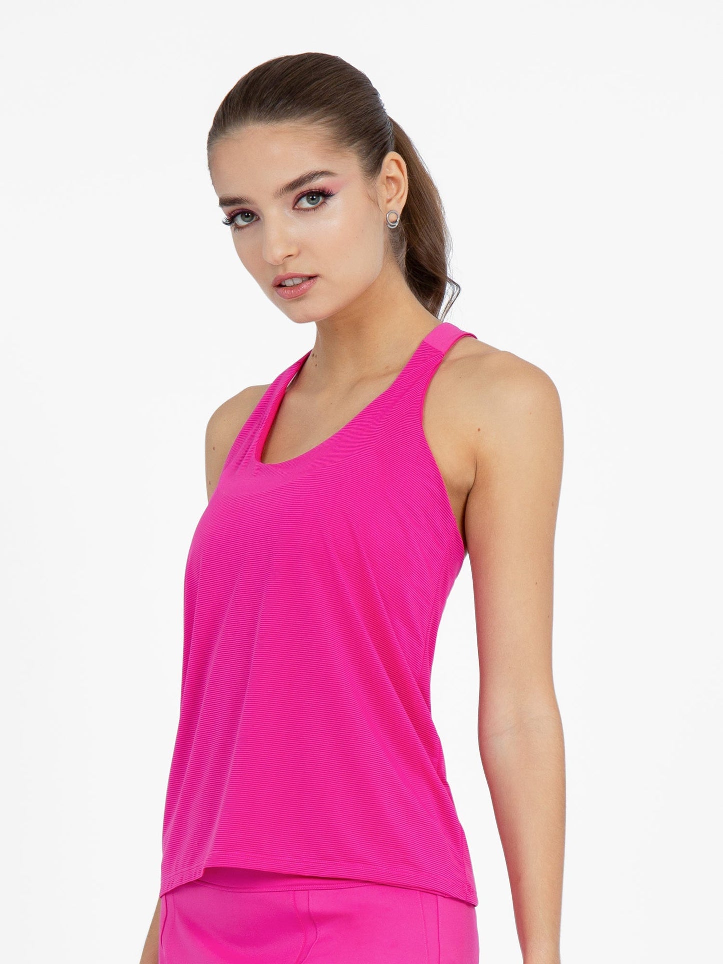 Double-Layered "T" Racer Back Camila Tank - Raspberry Pink - The Golf Guys Online