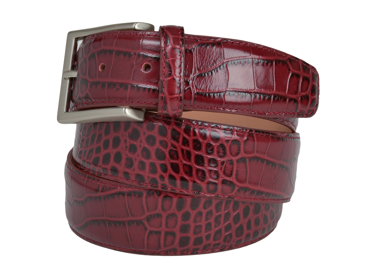 Limited Edition Calf Skin Alligator Embossed Belt Red/Black - The Golf Guys Online
