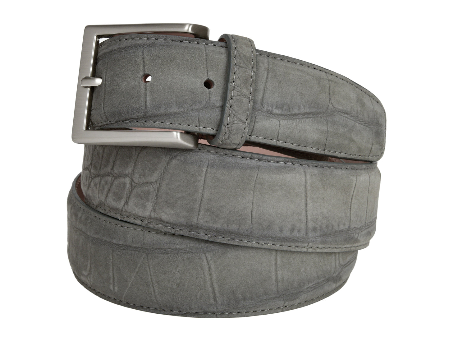 Limited Edition Calf Skin Alligator Embossed Suede Belt Gray - The Golf Guys Online