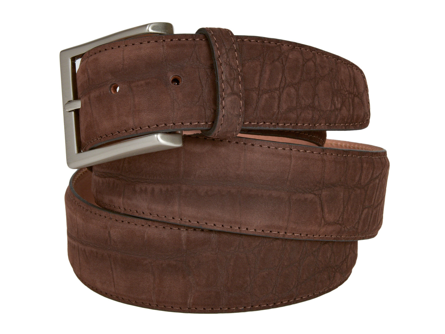 Limited Edition Calf Skin Alligator Embossed Suede Belt Brown - The Golf Guys Online