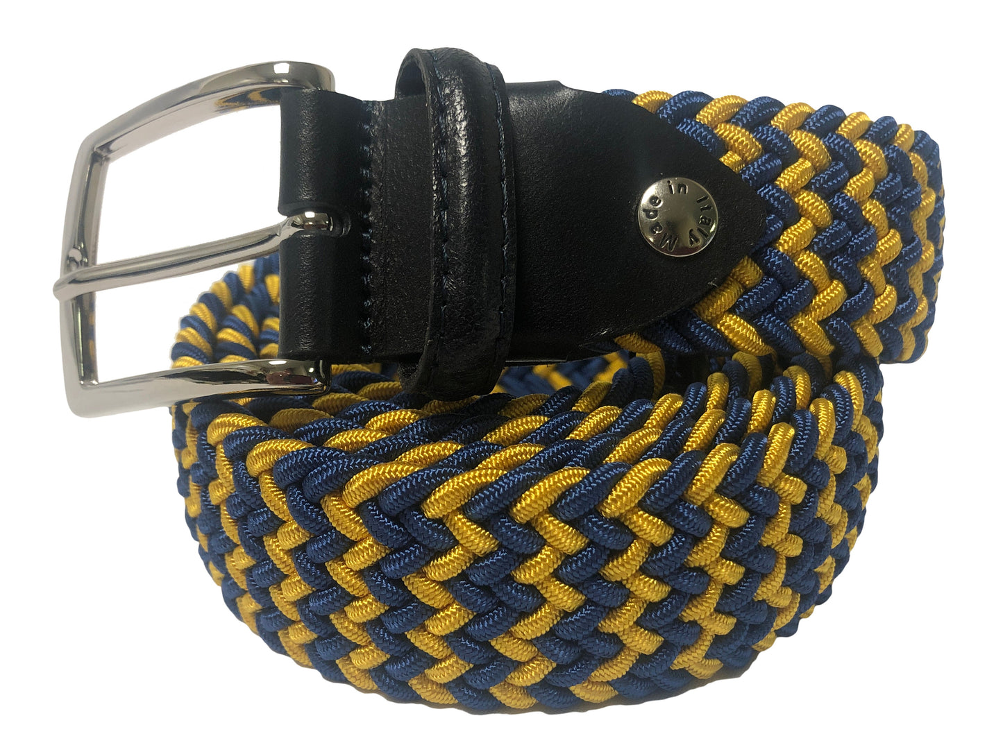 Cotton Stretch Belt Blue/Yellow - The Golf Guys Online