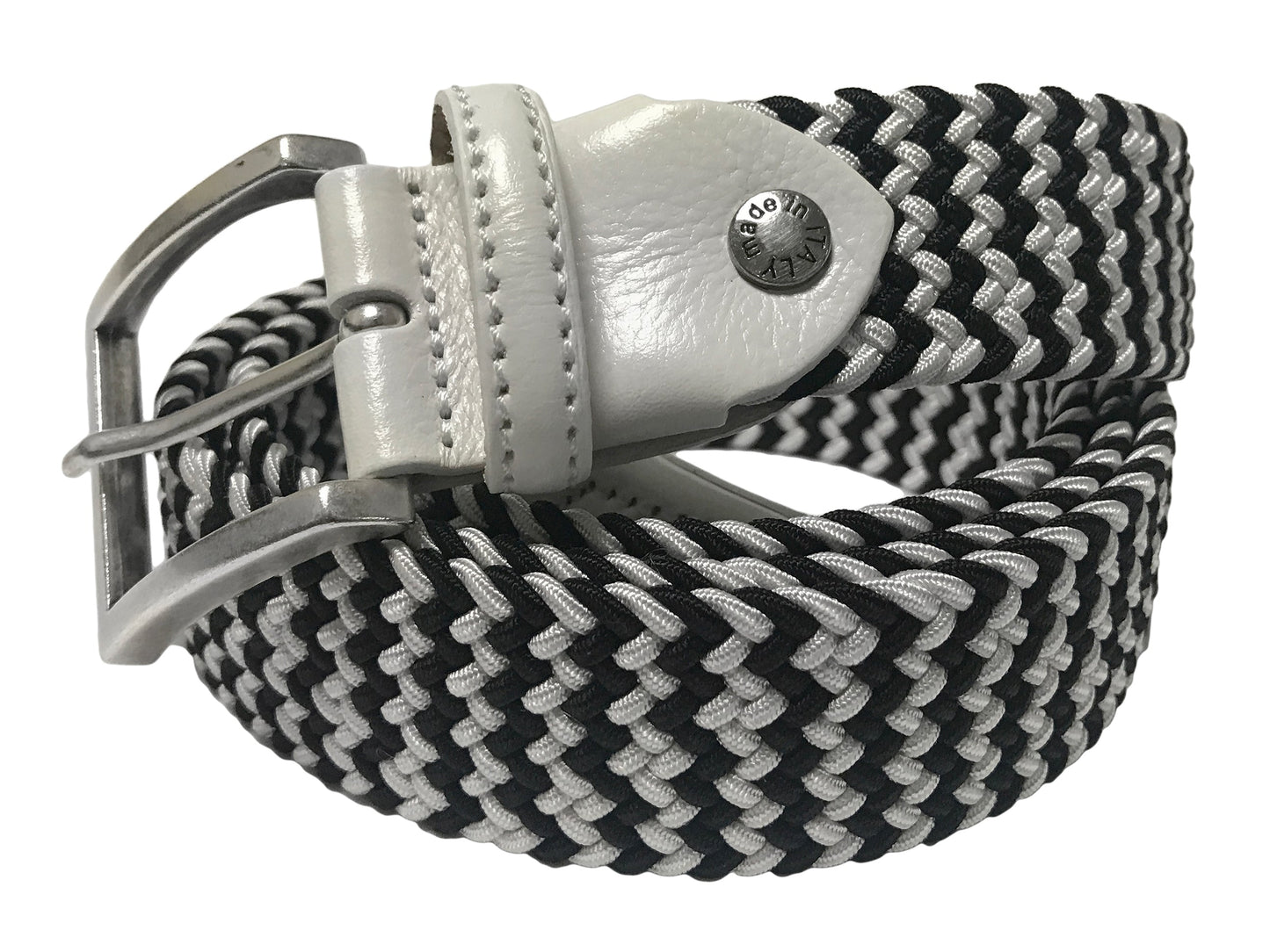 Cotton Stretch Belt Black/White - The Golf Guys Online