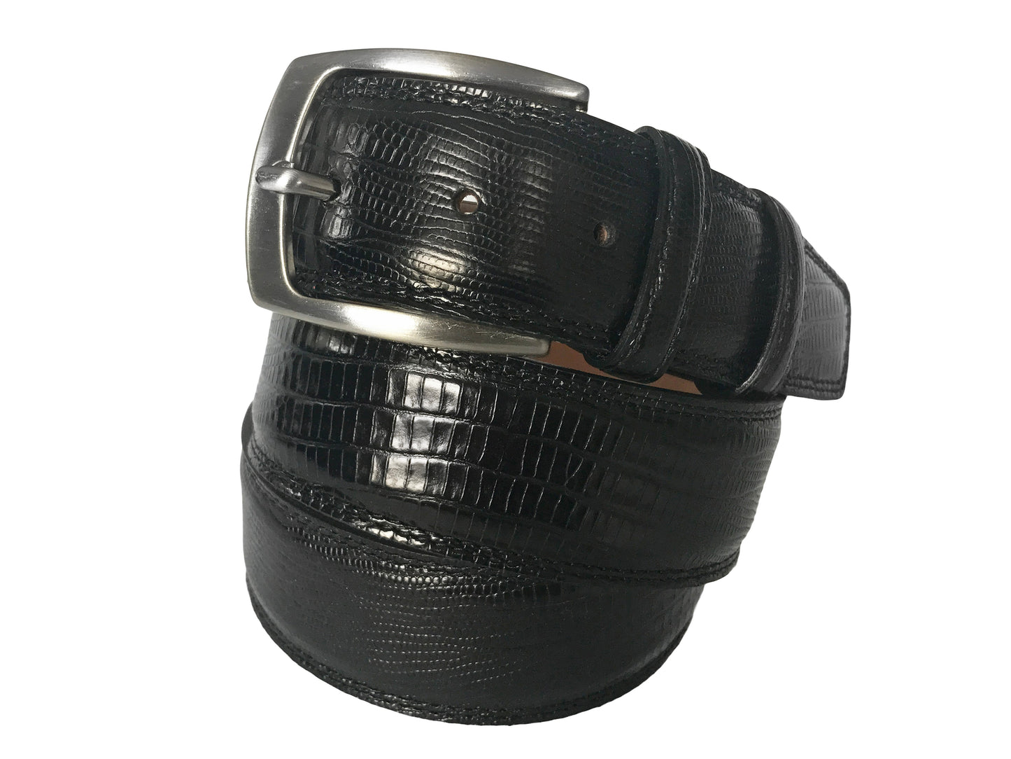 Calf Skin Lizard Embossed Belt Black - The Golf Guys Online