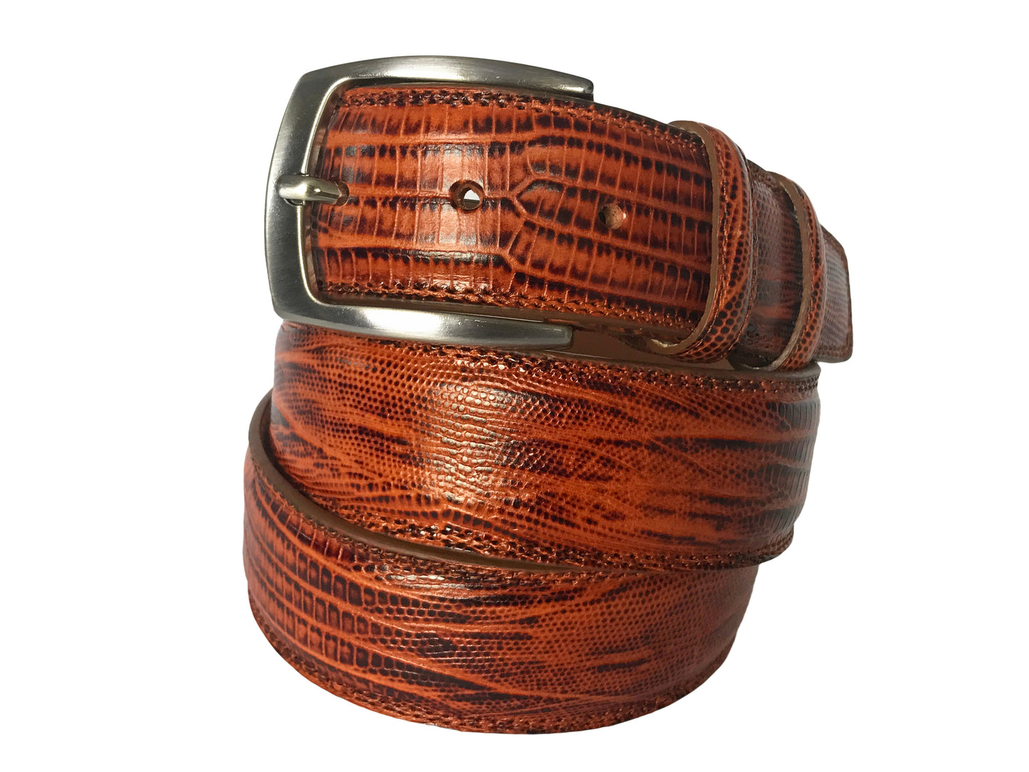 Calf Skin Lizard Embossed Belt Cognac - The Golf Guys Online