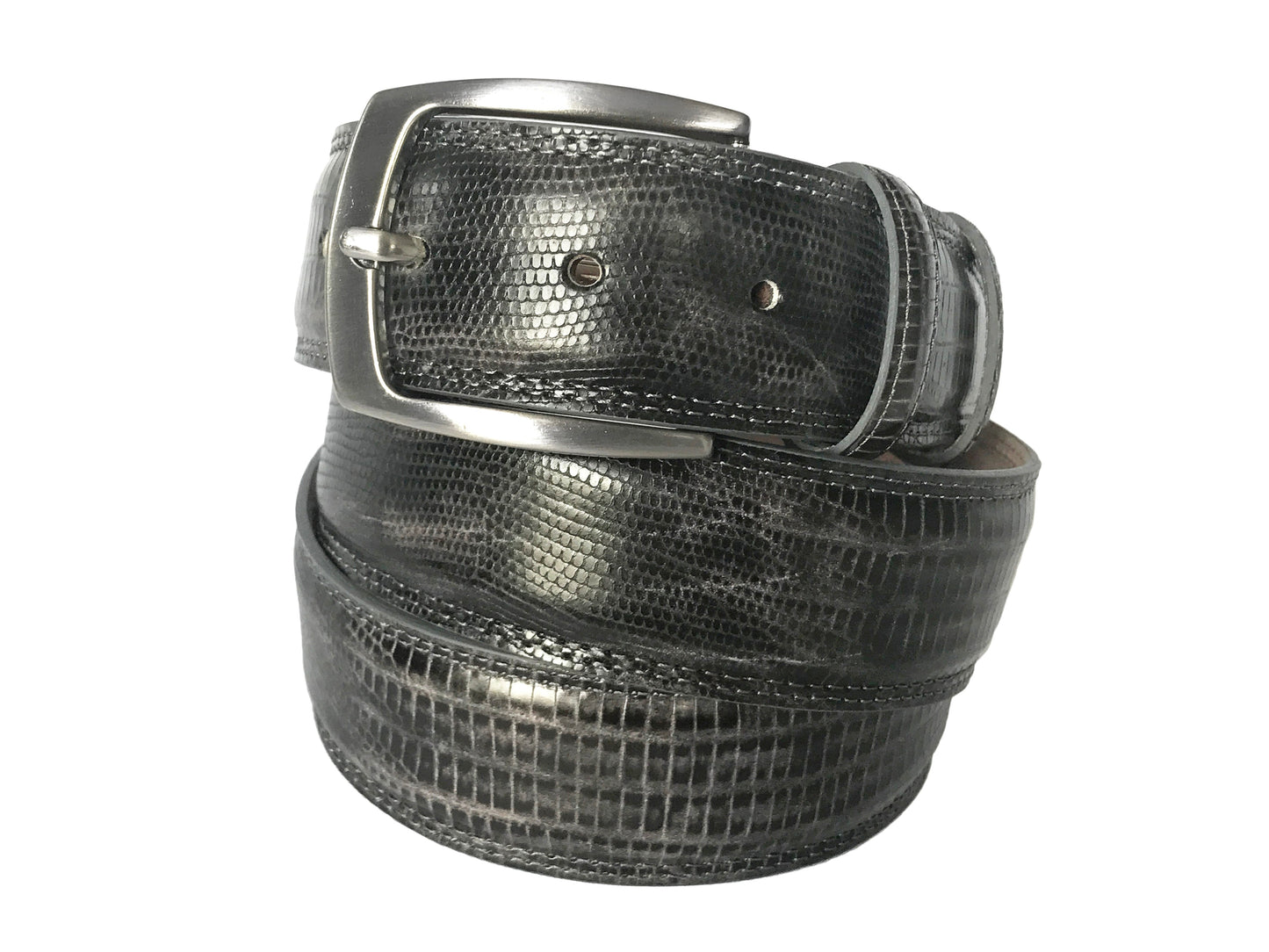 Calf Skin Lizard Embossed Belt Gray - The Golf Guys Online