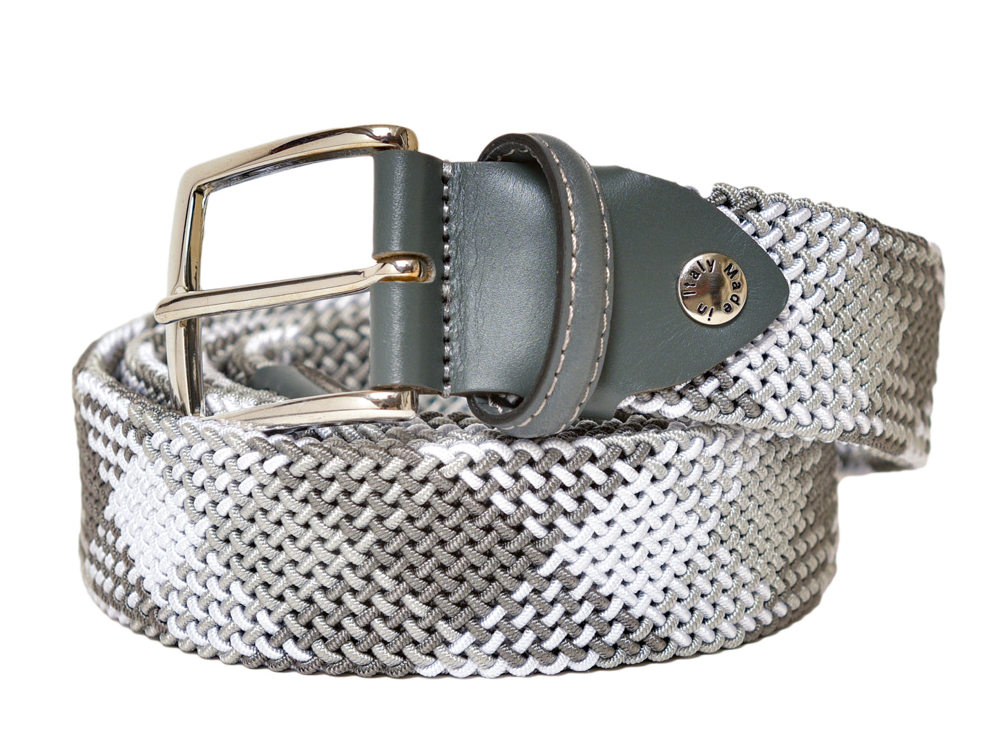 Cotton Stretch Belt Tubular White/Gray - The Golf Guys Online