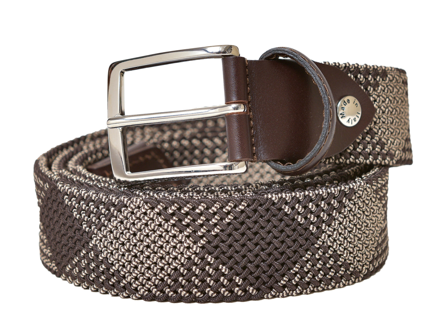 Cotton Stretch Belt Tubular Brown/Beige - The Golf Guys Online