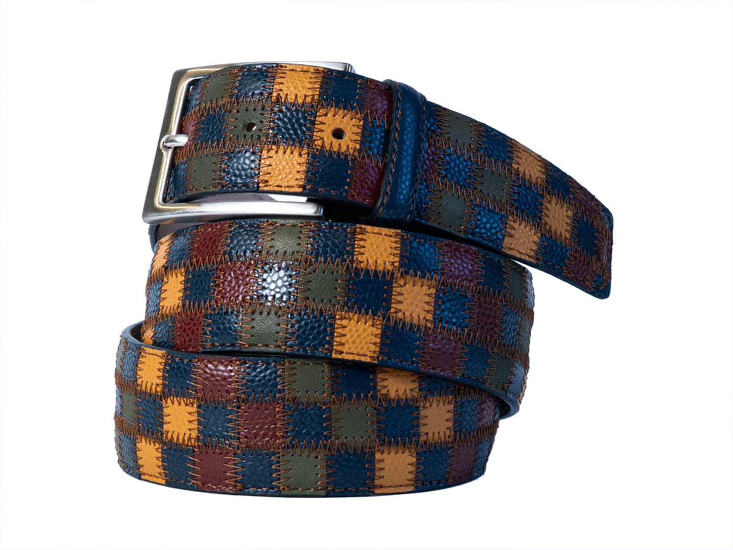 Limited Edition Duo-Skin Alligator Calf Patchwork Belt Orange/Blue - The Golf Guys Online