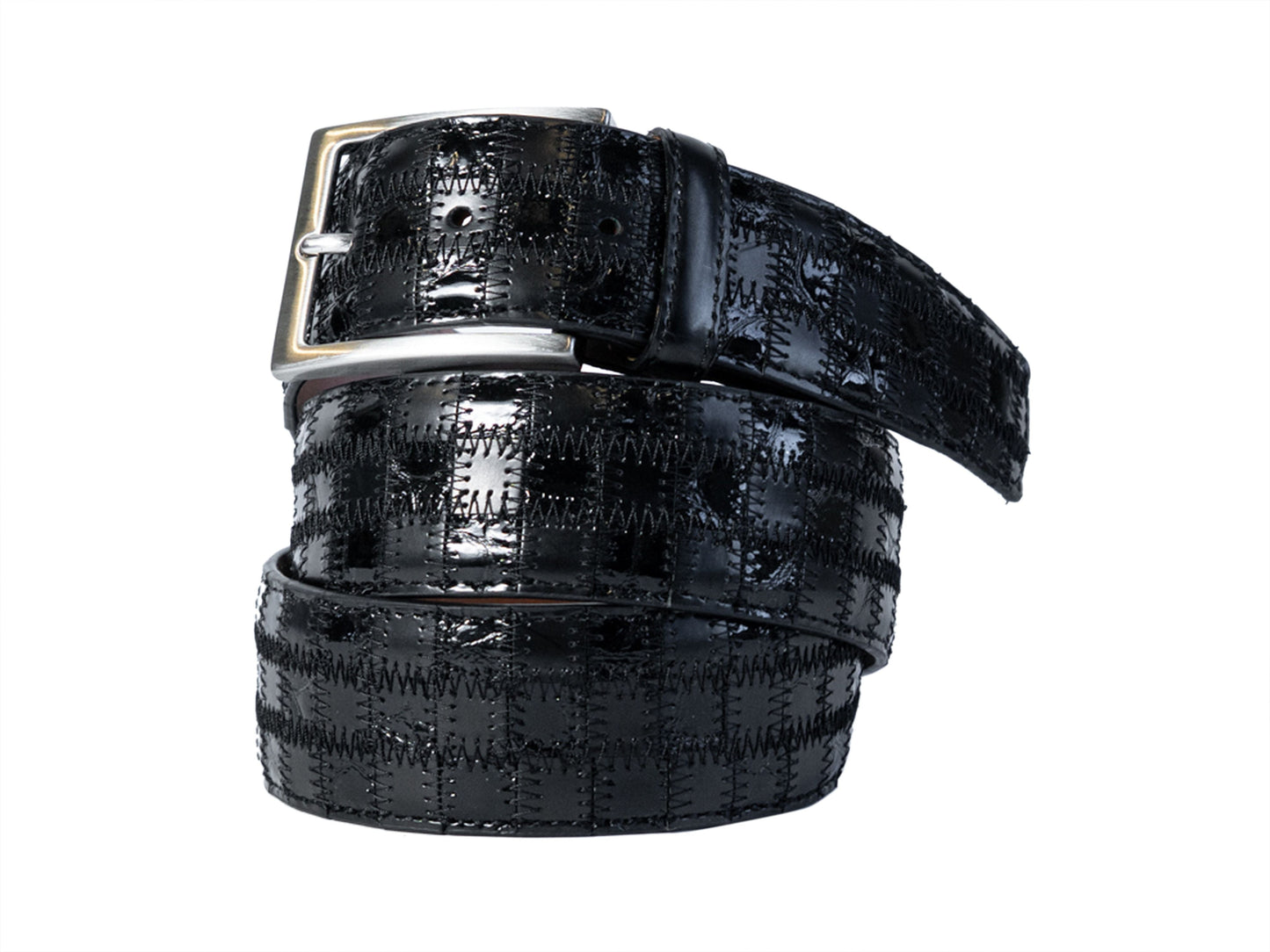 Limited Edition Duo-Skin Alligator Calf Patchwork Belt Black - The Golf Guys Online