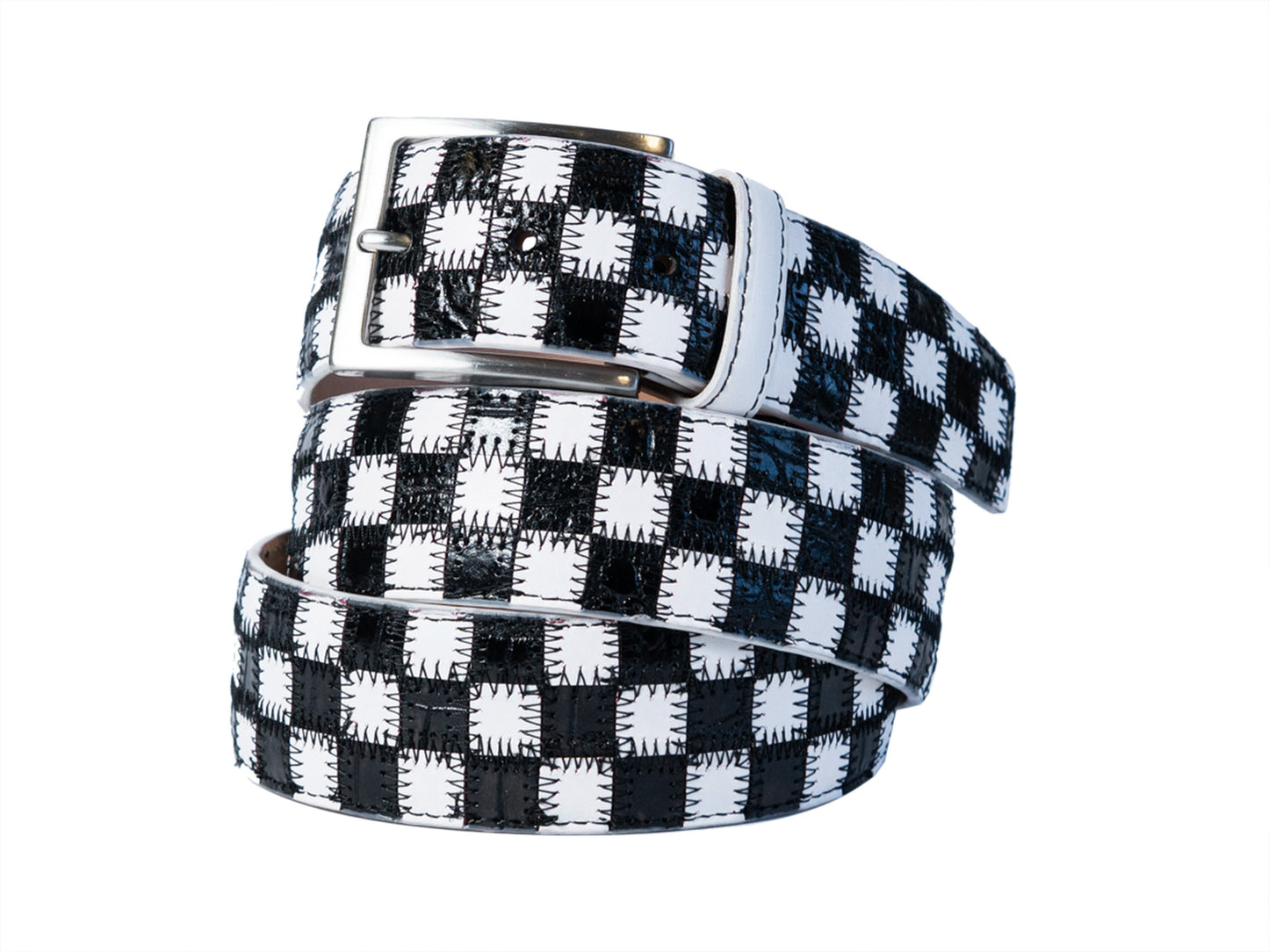 Limited Edition Duo-Skin Alligator Calf Patchwork Belt Black/White - The Golf Guys Online