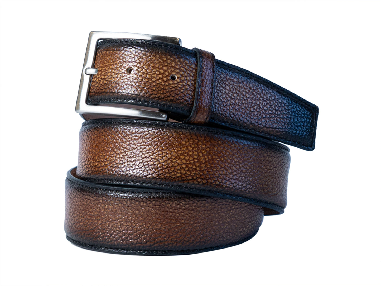 Limited Edition Handpainted Calf Skin Pebble Belt Cognac - The Golf Guys Online