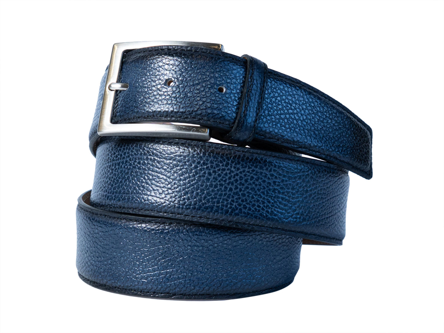 Limited Edition Handpainted Calf Skin Pebble Belt Navy - The Golf Guys Online