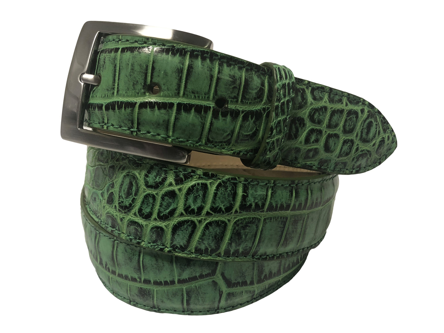 Alligator Skin Handpainted Belt Green/Black - The Golf Guys Online