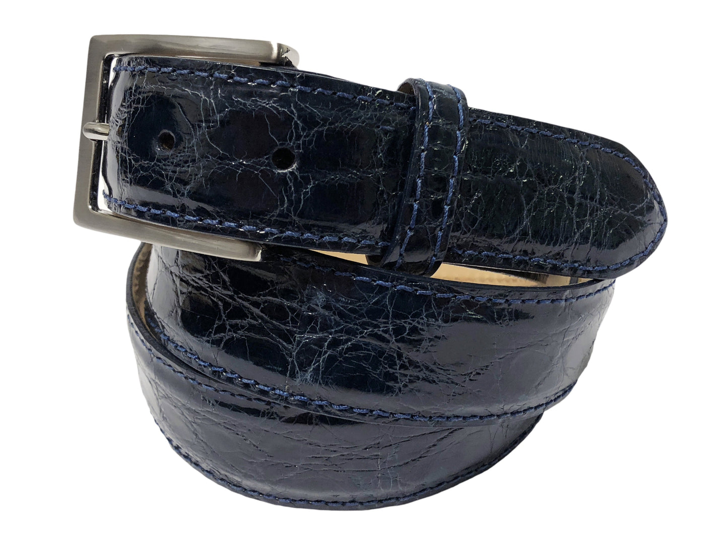 Alligator Skin Glossy Belt Navy - The Golf Guys Online
