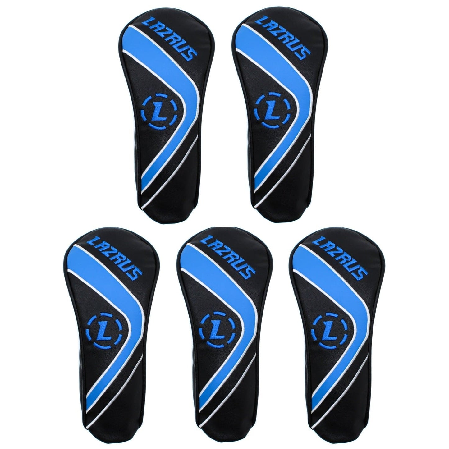 Lazrus Golf - Premium Black Hybrid Wood Head Covers | Individuals or Sets - The Golf Guys Online
