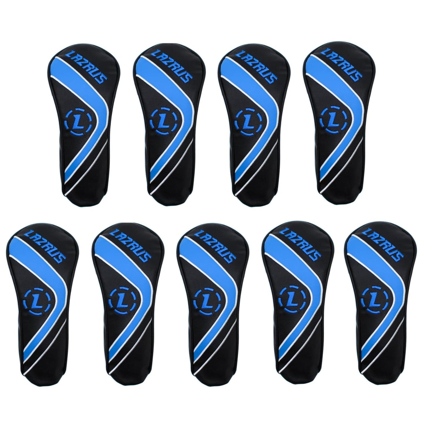 Lazrus Golf - Premium Black Hybrid Wood Head Covers | Individuals or Sets - The Golf Guys Online