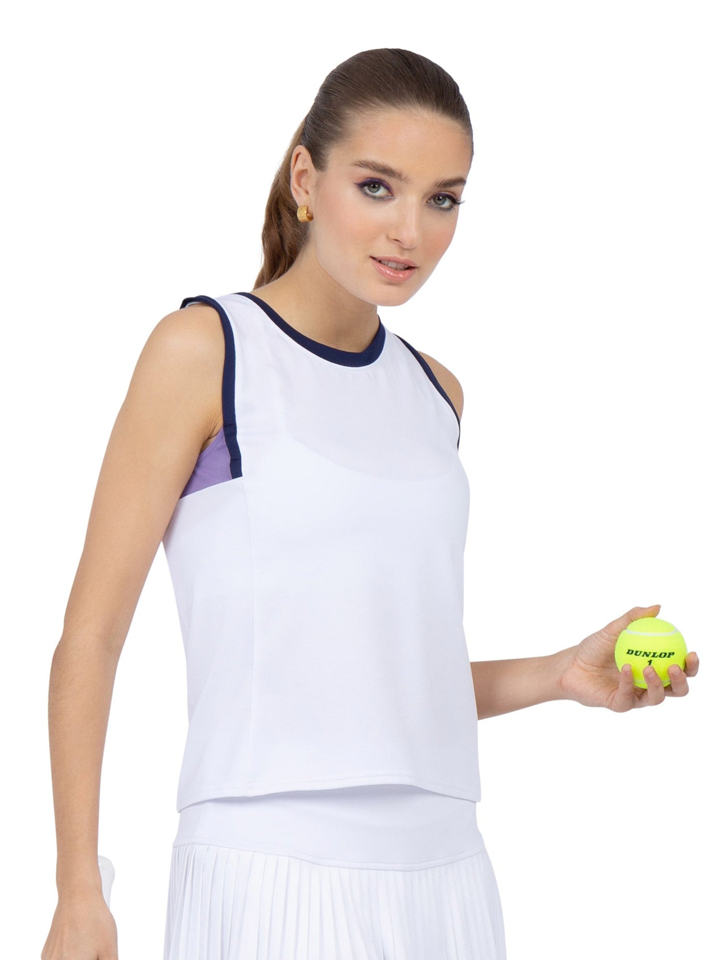 Harper Performance Tank - White/Lavender Combo - The Golf Guys Online