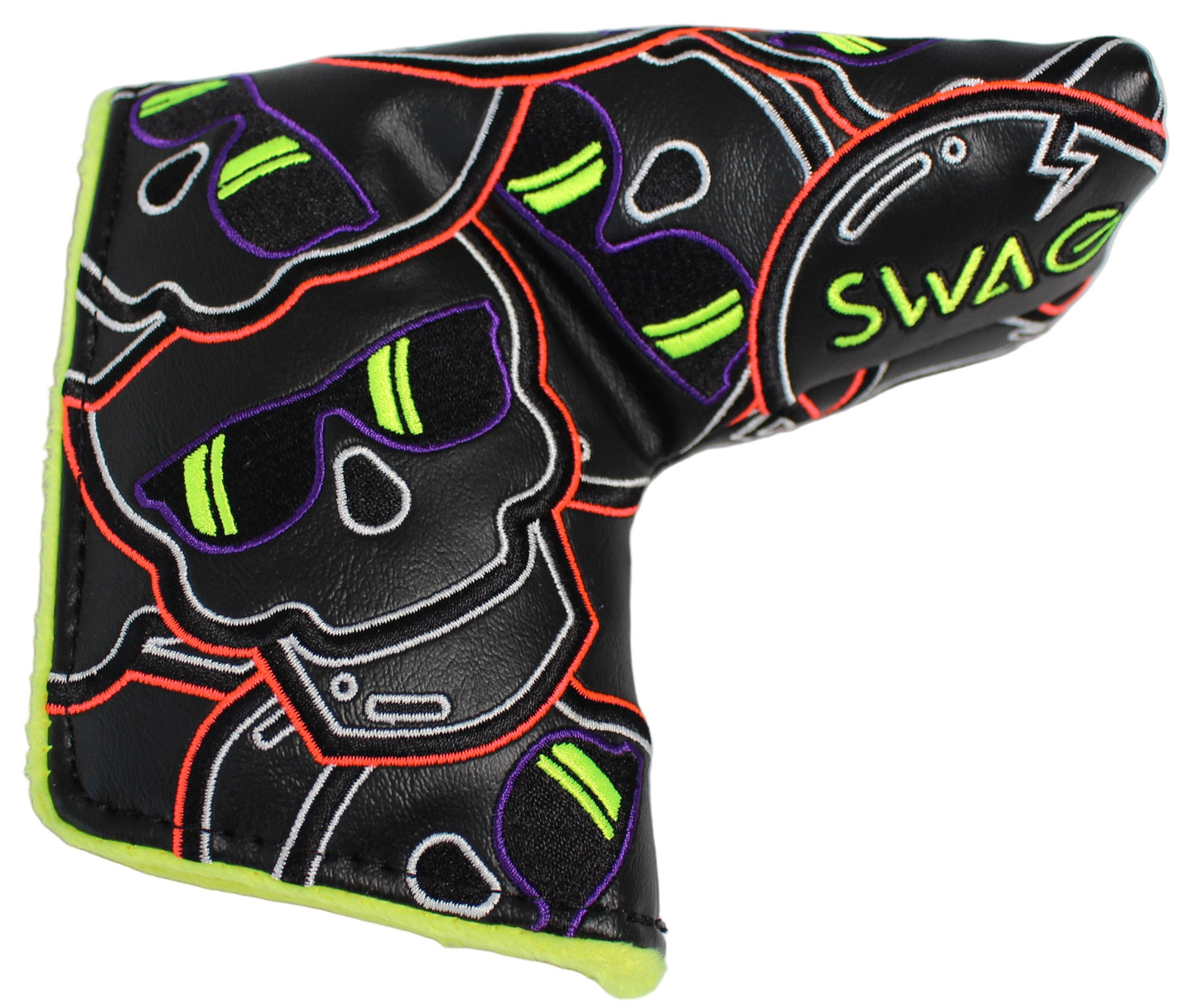 Limited Swag Golf - Stacked Skull Golf Eclipse Black & Yellow Multicolor Blade Putter Headcover