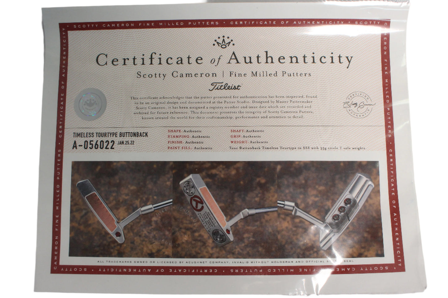 Scotty Cameron Tour Only SSS (Circle T) ButtonBack Teryllium Blade Putter - The Golf Guys Online