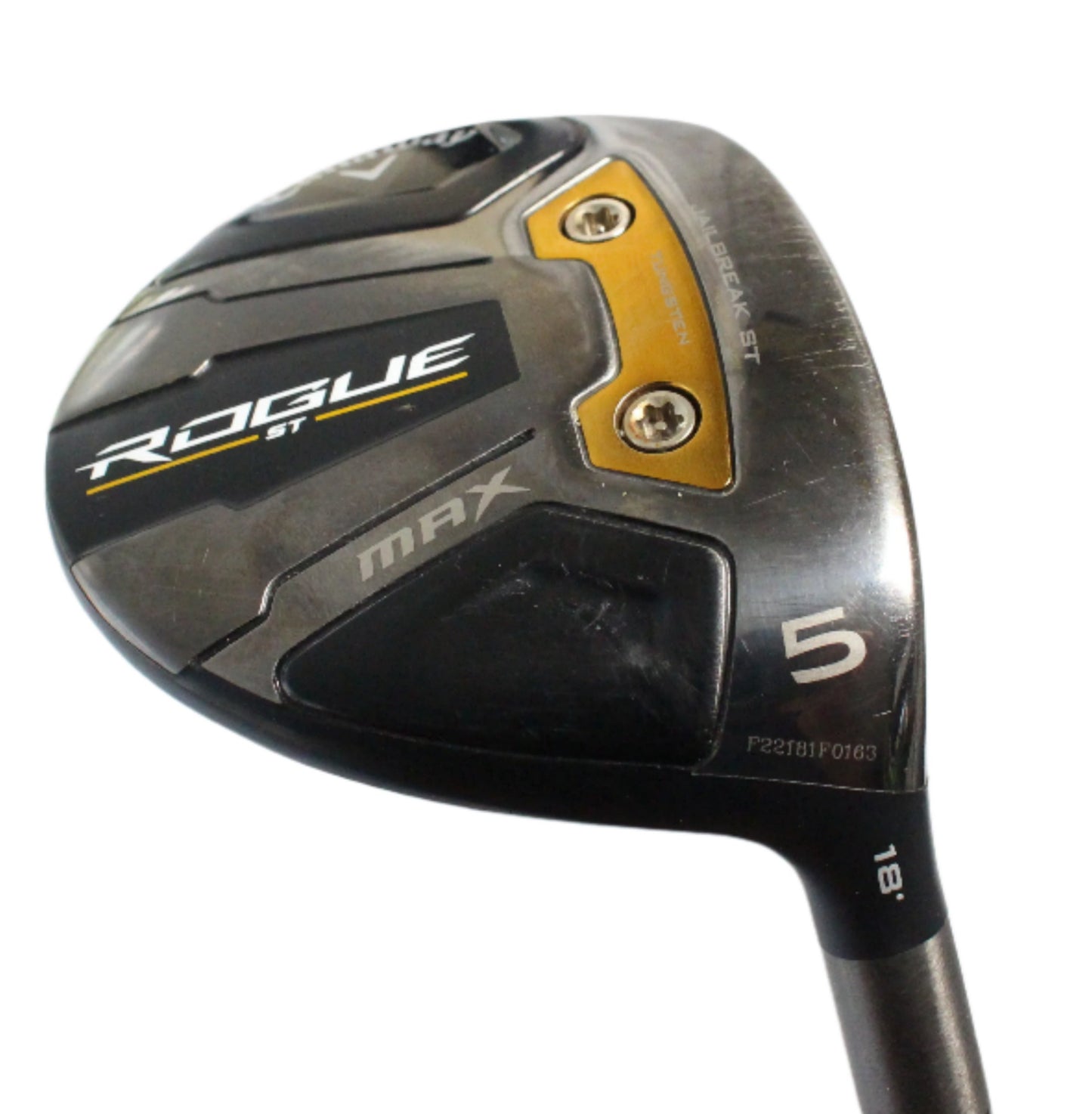 Pre-Owned Callaway Rogue ST: 5 Fairway Wood (18.0) W/ Tense White AV 75 S (Stiff) (42 Inch) Shaft (Above Average) - The Golf Guys Online