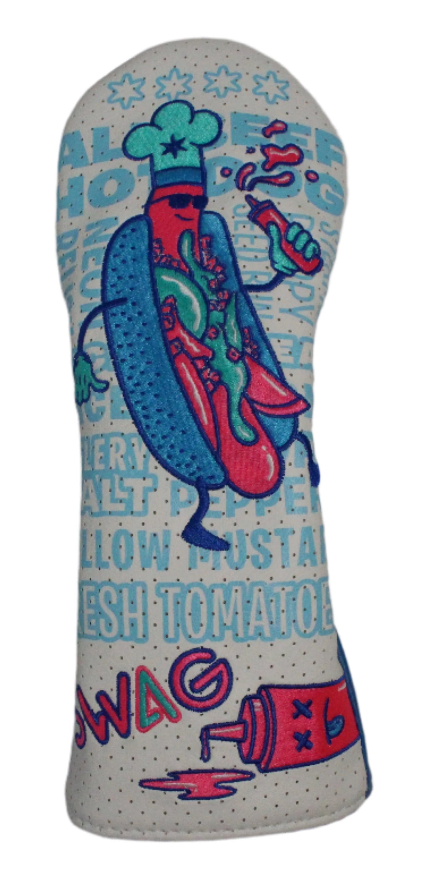 Swag Golf - Chicago Dog Neon Blue/Pink Fairway Wood Headcover *opened, no bag* - The Golf Guys Online