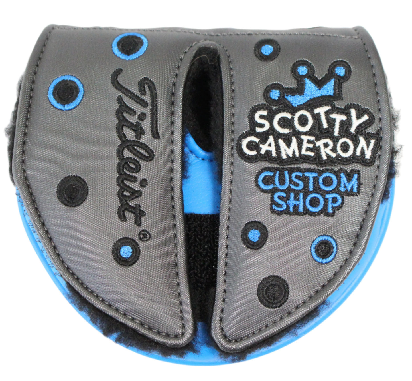 Scotty Cameron - 2019 Custom Shop Jackpot Johnny Charcoal & Blue Mid-Round Center-Shafted Mallet Putter Headcover - The Golf Guys Online