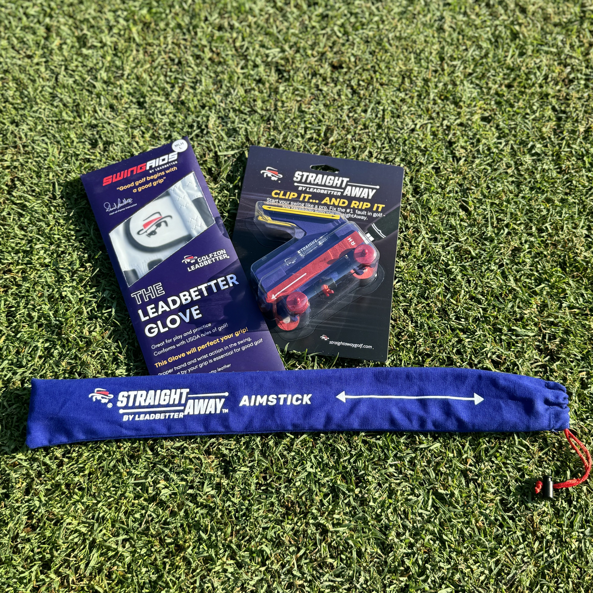 Top Training Aids Bundle: Leadbetter Glove, Aimstick and Straightaway - The Golf Guys Online