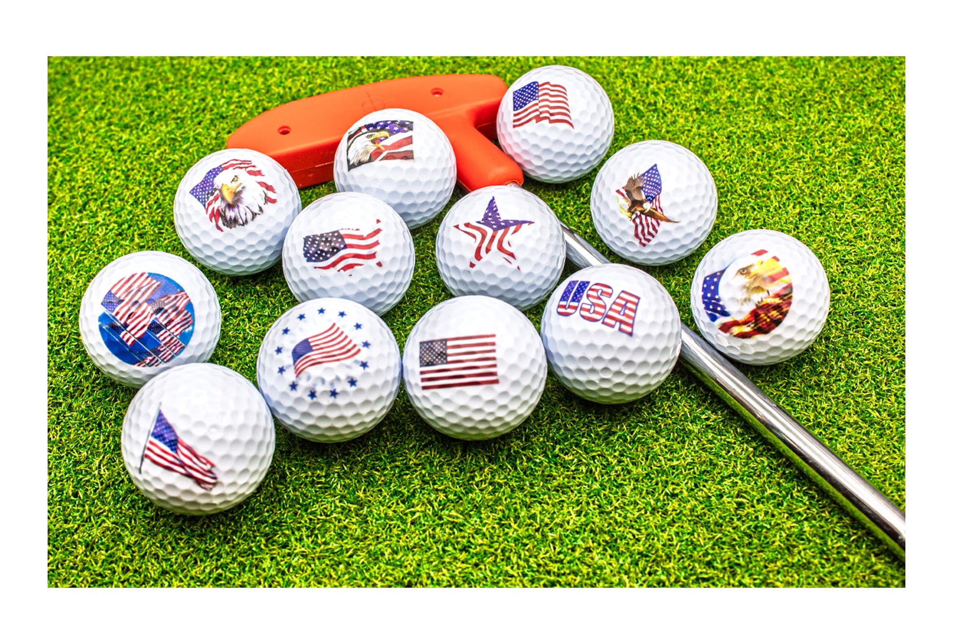 New Novelty USA American Flag Mix of Golf Balls