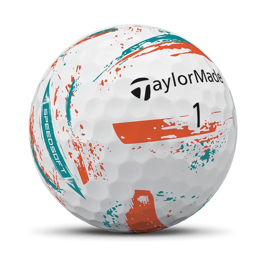 TaylorMade Speed Soft Ink NFL Dolphins Golf Balls - The Golf Guys Online