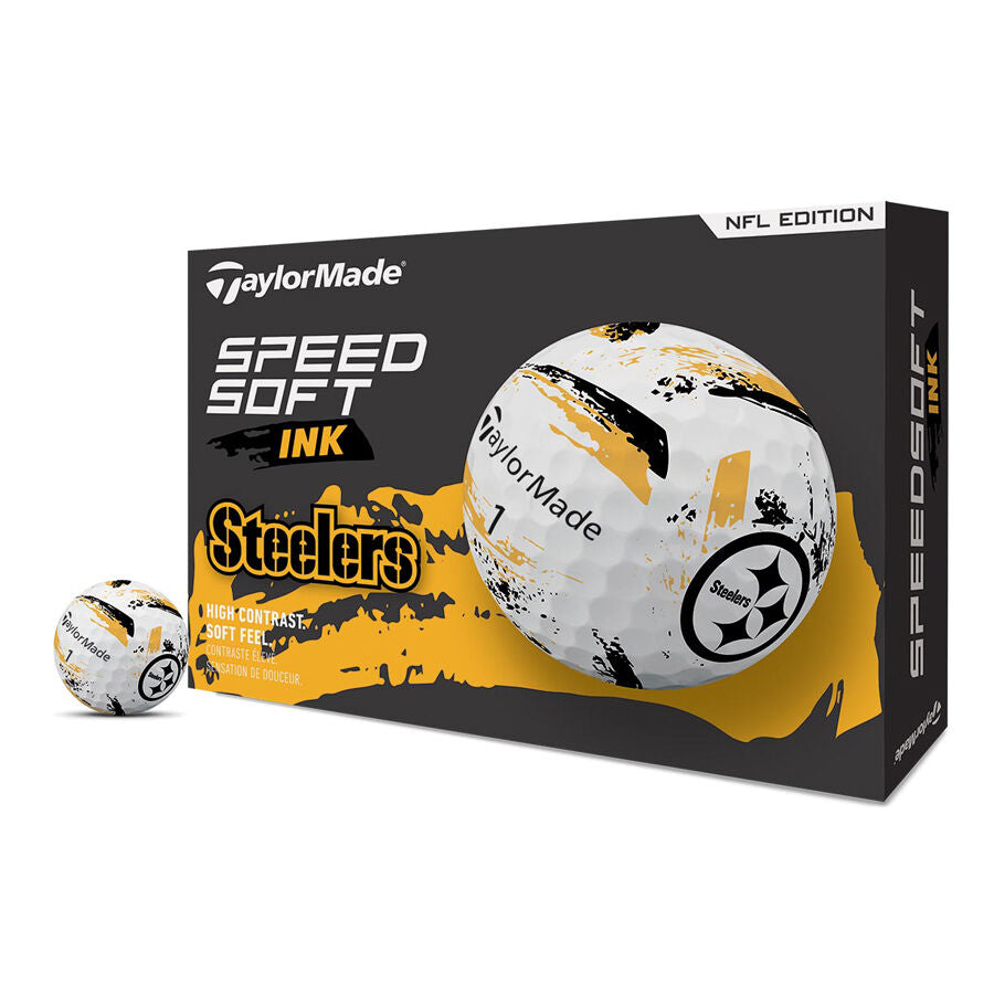TaylorMade Speed Soft Ink NFL Steelers Golf Balls - The Golf Guys Online