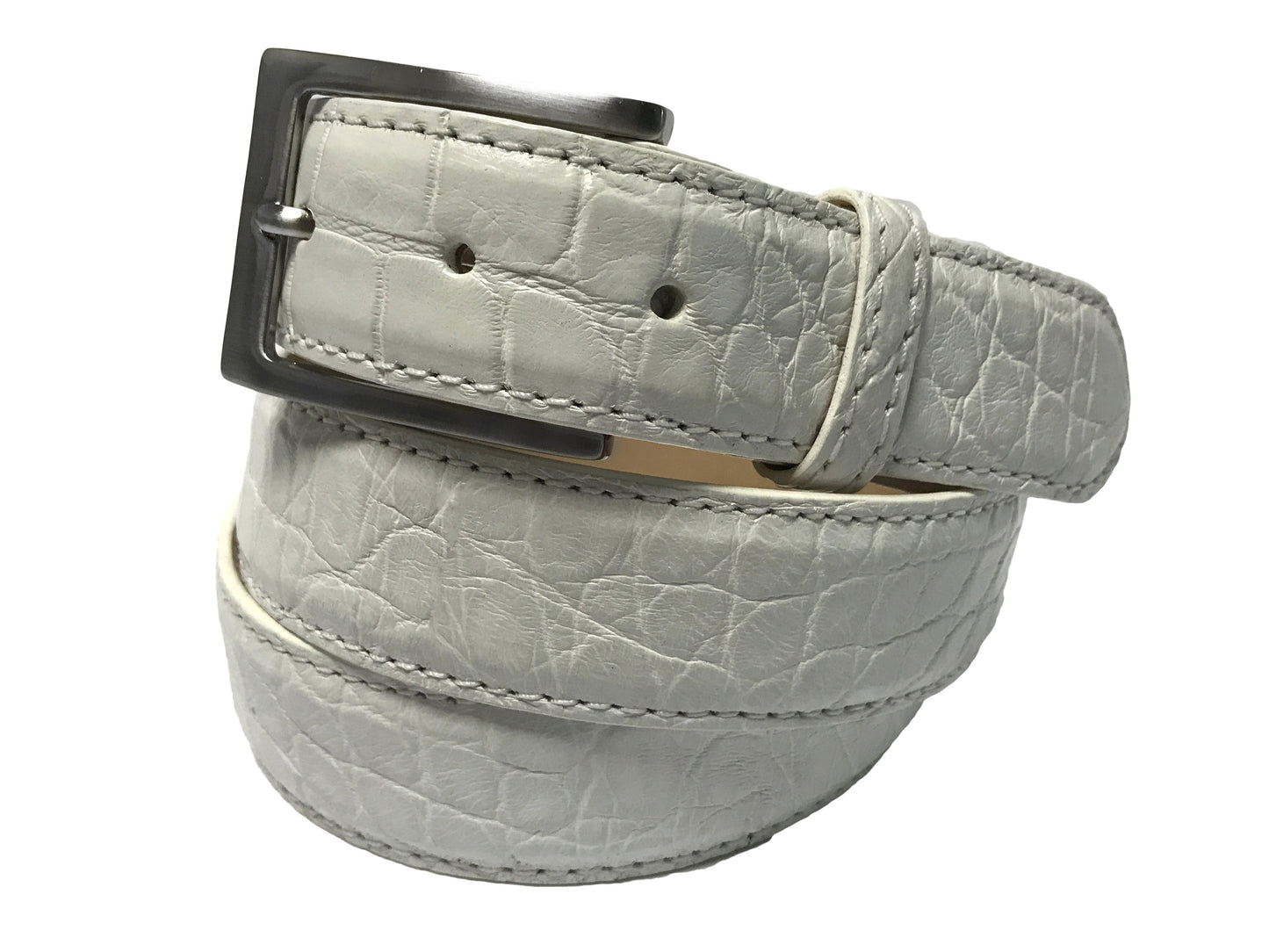 Alligator Skin Matte Belt White - The Golf Guys Online
