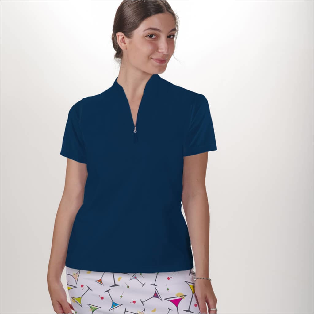 NAVY POLO QUARTER ZIP TOP - The Golf Guys Online