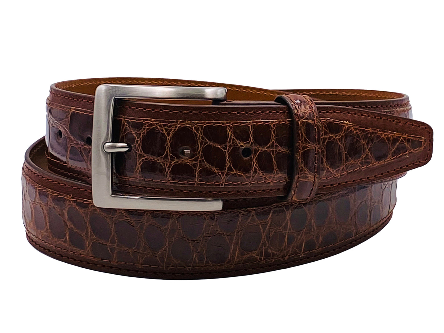 Alligator Calf Duo-Skin Handpainted Belt Cognac - The Golf Guys Online