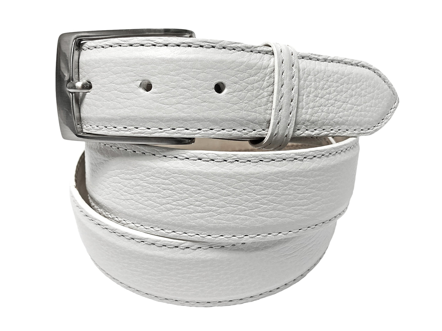 Calf Skin Pebble Belt White Classic - The Golf Guys Online